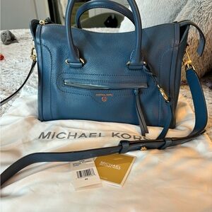 Michael Kors large blue chambray Carine bag